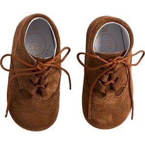 Pepa London Suede Oxford Baby Booties in Brown, Size 7UK/24EU (8 US)